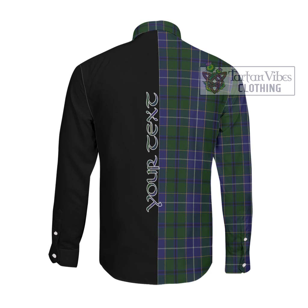 Tartan Vibes Clothing Wishart Hunting Tartan Long Sleeve Button Shirt with Family Crest and Half Of Me Style