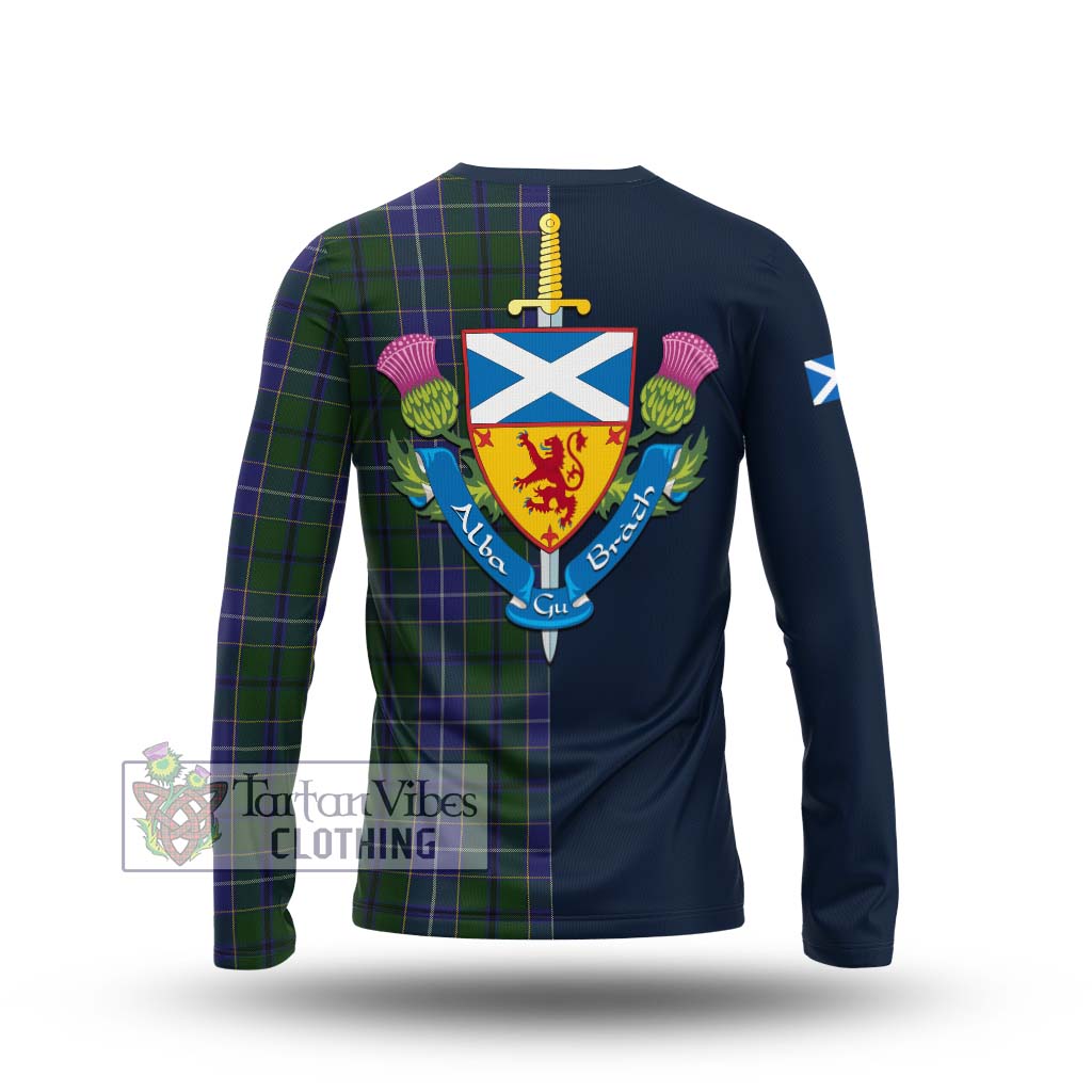 Tartan Vibes Clothing Wishart Hunting Tartan Long Sleeve T-Shirt with Scottish Lion Royal Arm Half Style