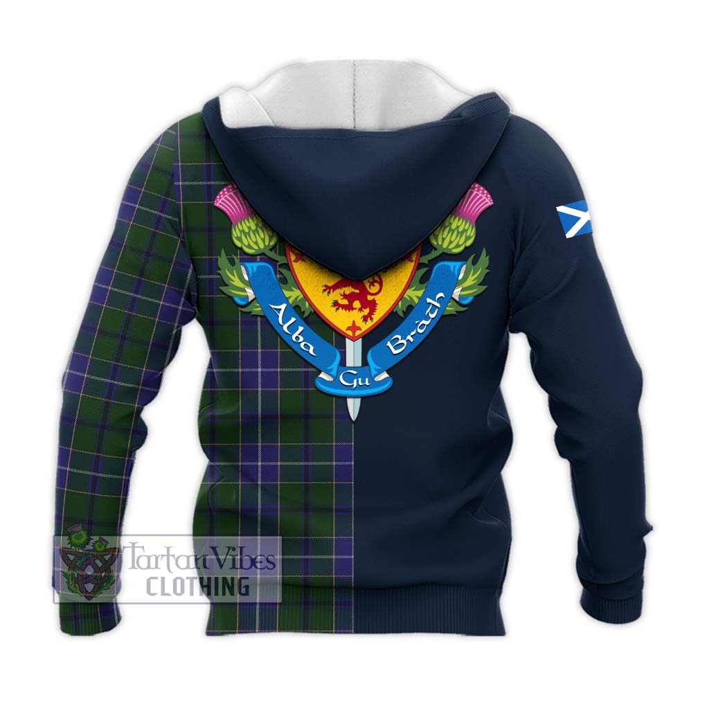 Tartan Vibes Clothing Wishart Hunting Tartan Knitted Hoodie with Scottish Lion Royal Arm Half Style