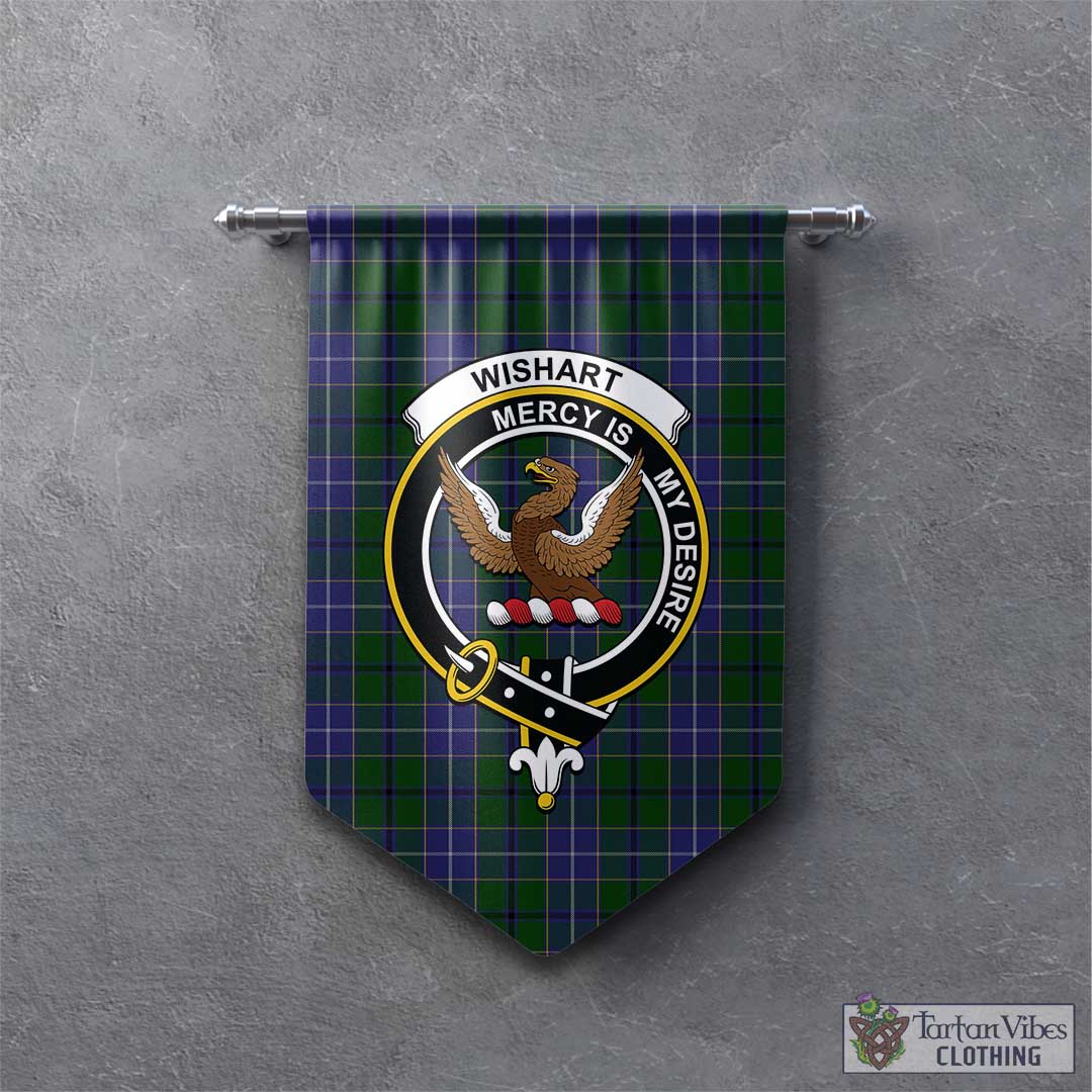 Tartan Vibes Clothing Wishart Hunting Tartan Gonfalon, Tartan Banner with Family Crest