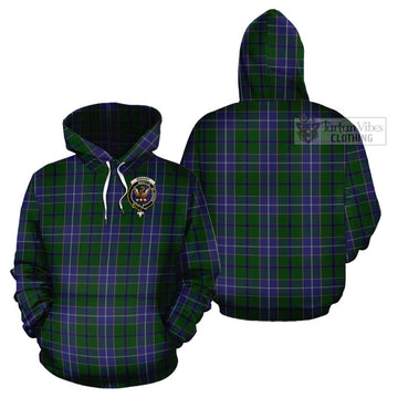 Wishart Hunting Tartan Cotton Hoodie with Family Crest