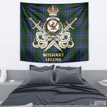 Wishart Hunting Tartan Tapestry with Clan Crest and the Golden Sword of Courageous Legacy