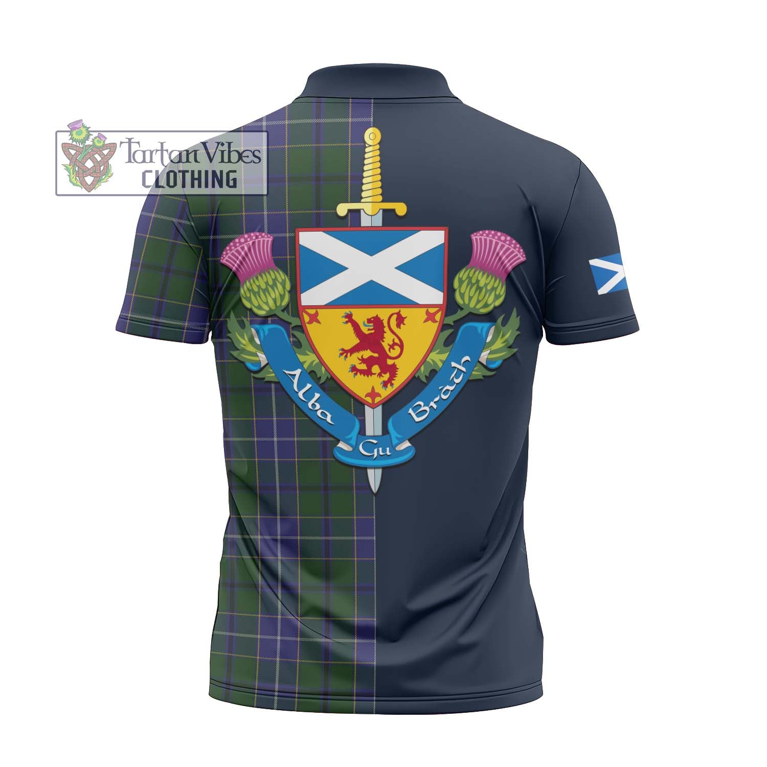 Tartan Vibes Clothing Wishart Hunting Tartan Zipper Polo Shirt with Scottish Lion Royal Arm Half Style