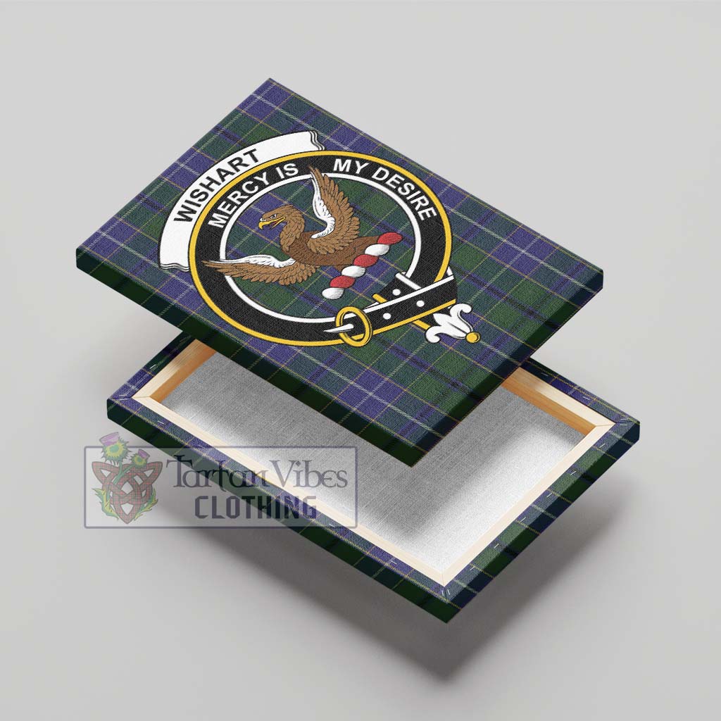 Tartan Vibes Clothing Wishart Hunting Tartan Canvas Print Wall Art with Family Crest