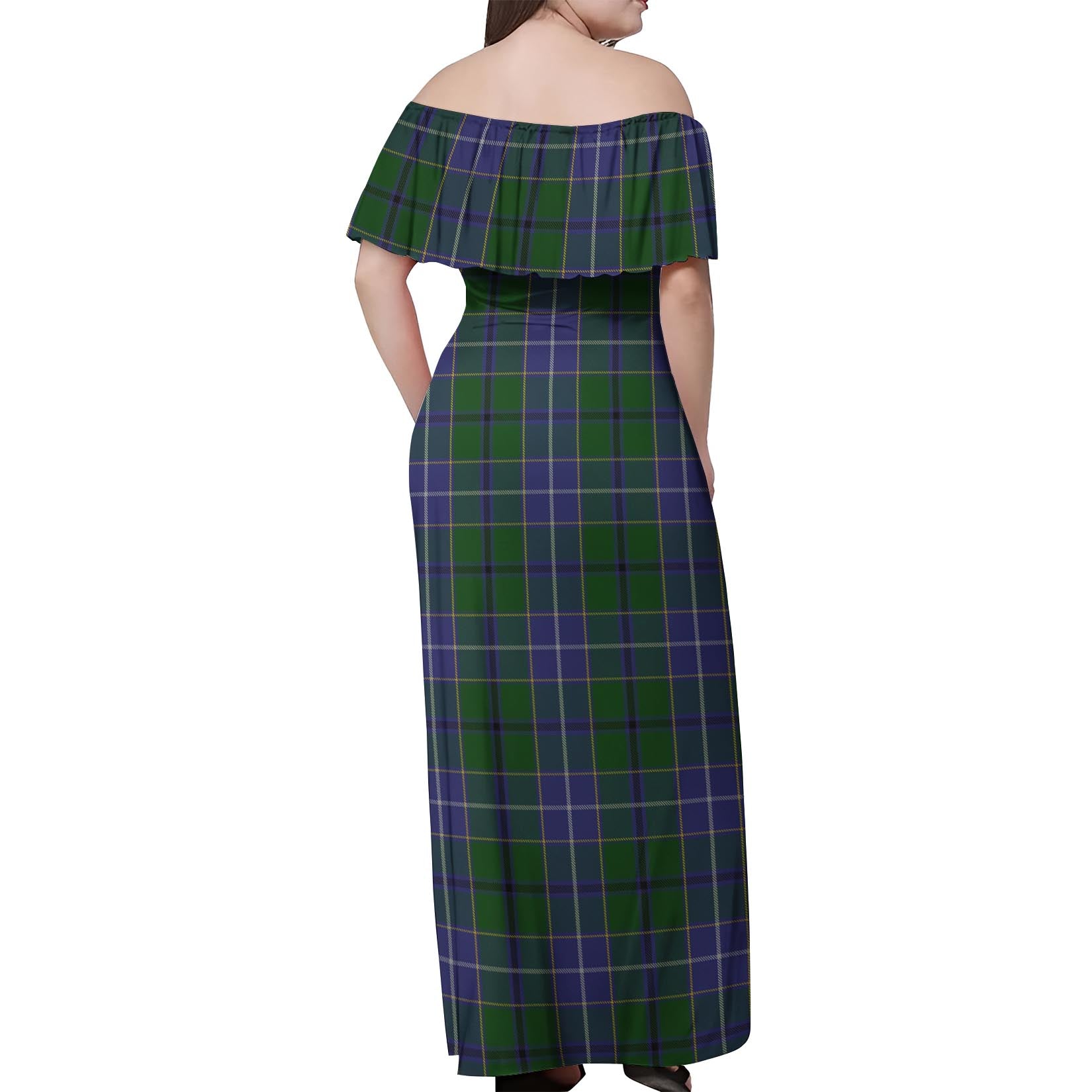 Wishart Hunting Tartan Off Shoulder Long Dress - Tartanvibesclothing