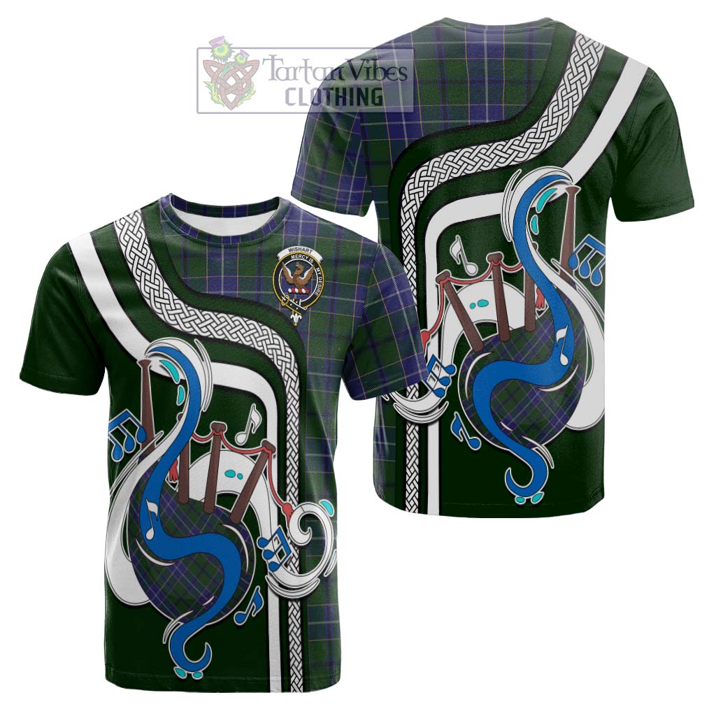 Tartan Vibes Clothing Wishart Hunting Tartan Cotton T-shirt with Epic Bagpipe Style