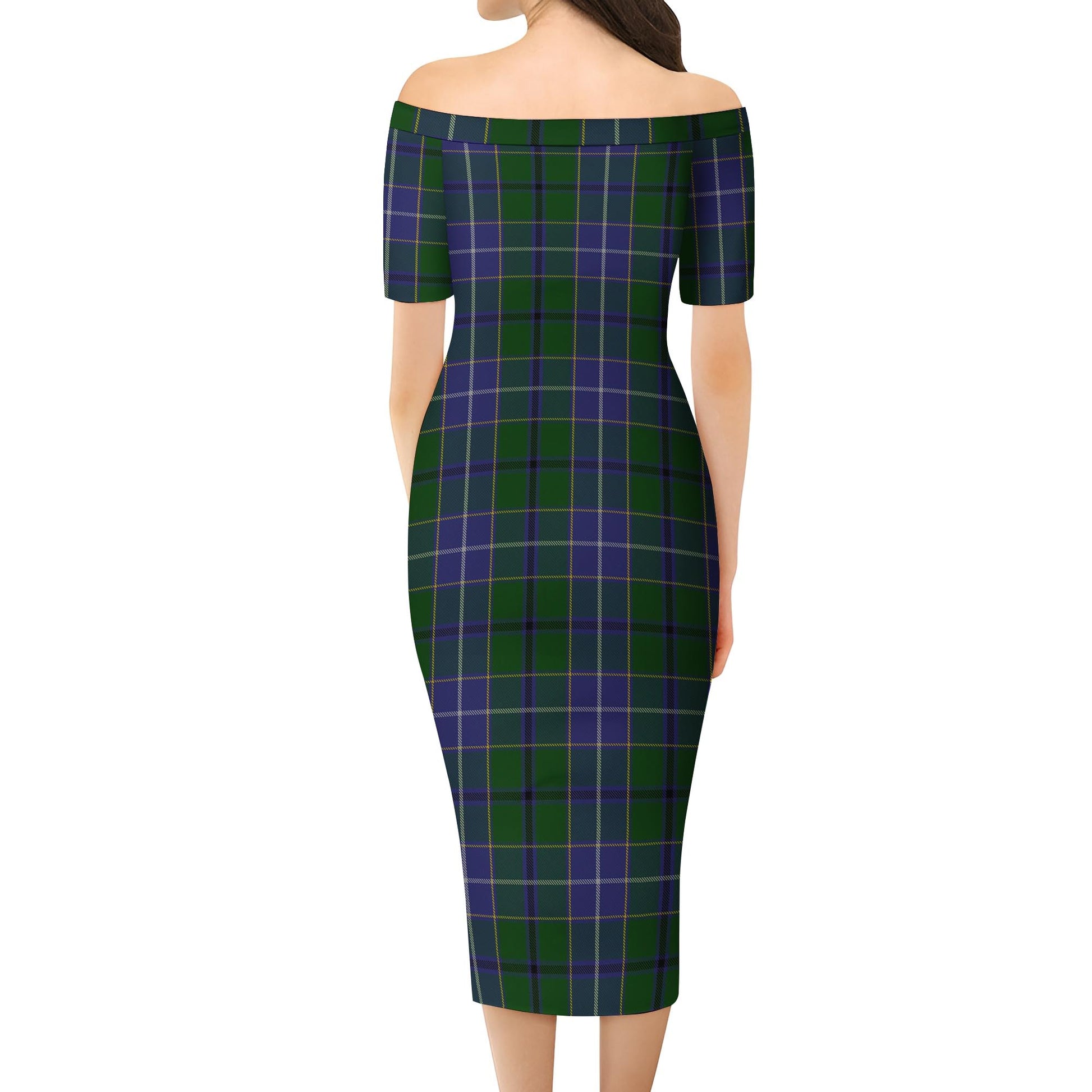 Wishart Hunting Tartan Off Shoulder Lady Dress - Tartanvibesclothing