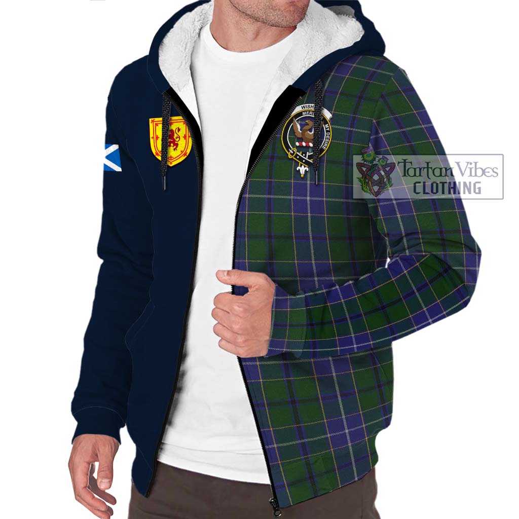 Tartan Vibes Clothing Wishart Hunting Tartan Sherpa Hoodie with Scottish Lion Royal Arm Half Style