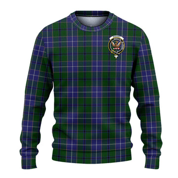 Wishart Hunting Tartan Knitted Sweater with Family Crest