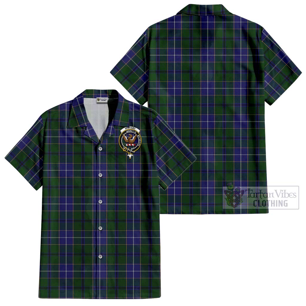 Tartan Vibes Clothing Wishart Hunting Tartan Cotton Hawaiian Shirt with Family Crest