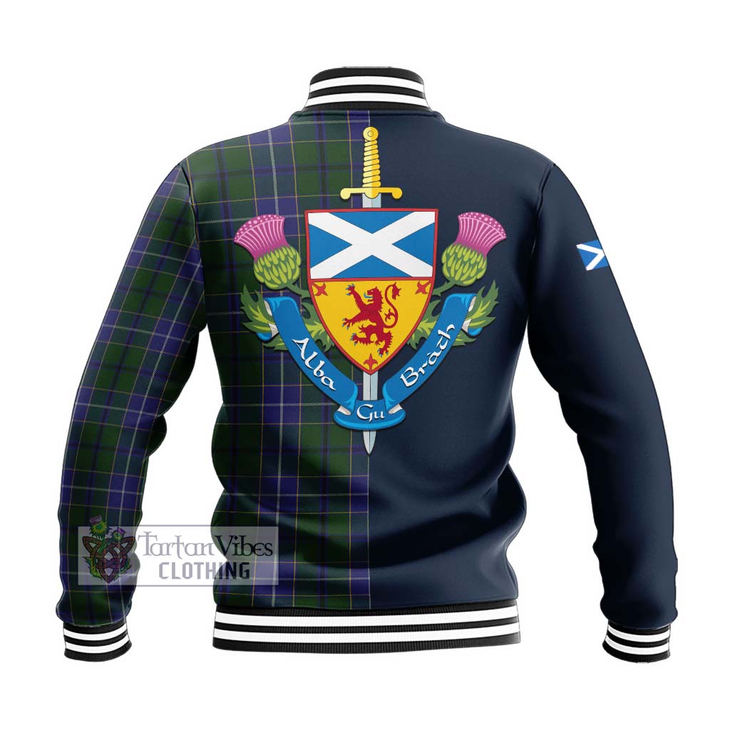 Tartan Vibes Clothing Wishart Hunting Tartan Baseball Jacket with Scottish Lion Royal Arm Half Style