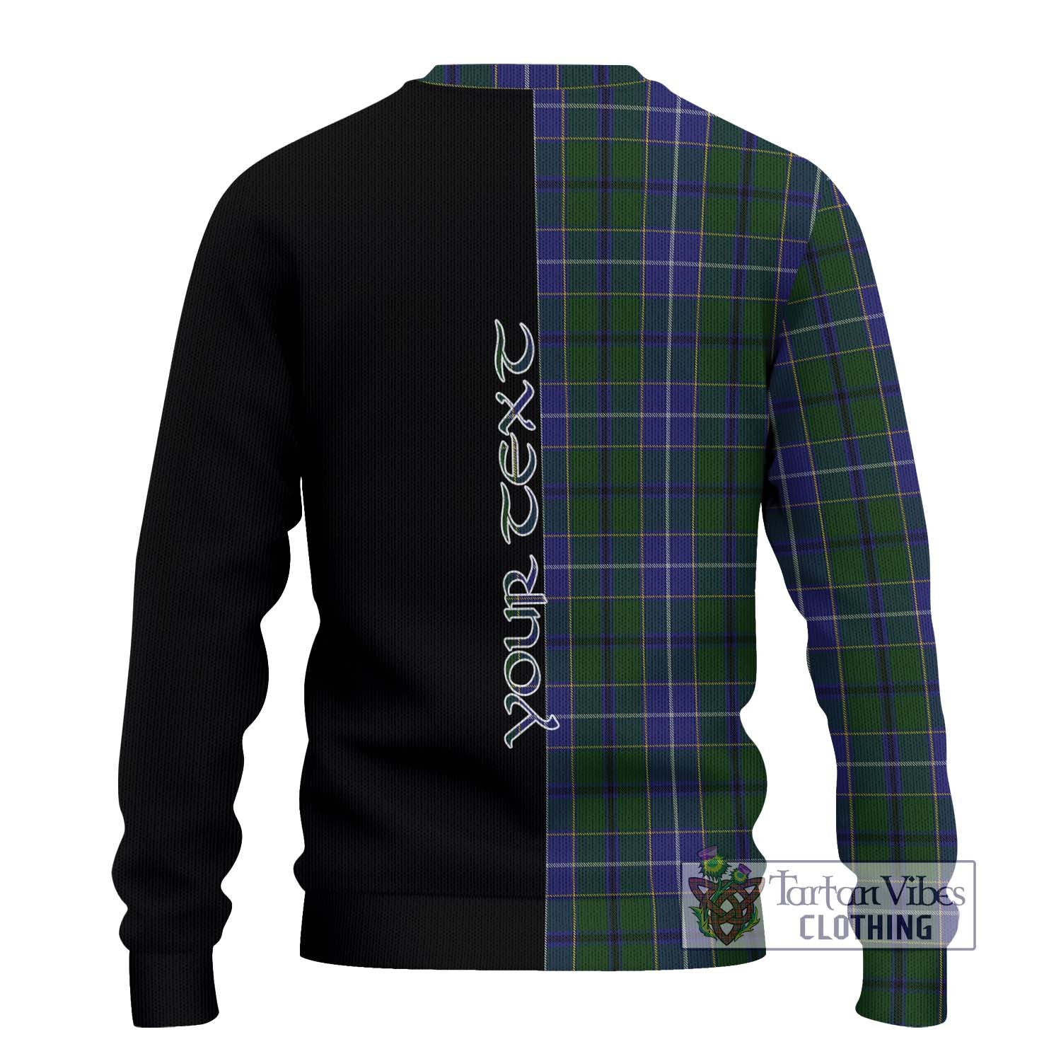 Tartan Vibes Clothing Wishart Hunting Tartan Knitted Sweater with Family Crest and Half Of Me Style