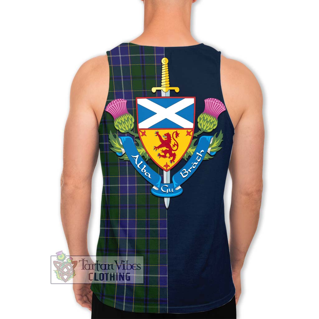 Tartan Vibes Clothing Wishart Hunting Tartan Men's Tank Top with Scottish Lion Royal Arm Half Style