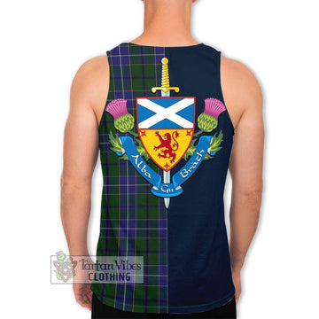 Wishart Hunting Tartan Men's Tank Top with Scottish Lion Royal Arm Half Style