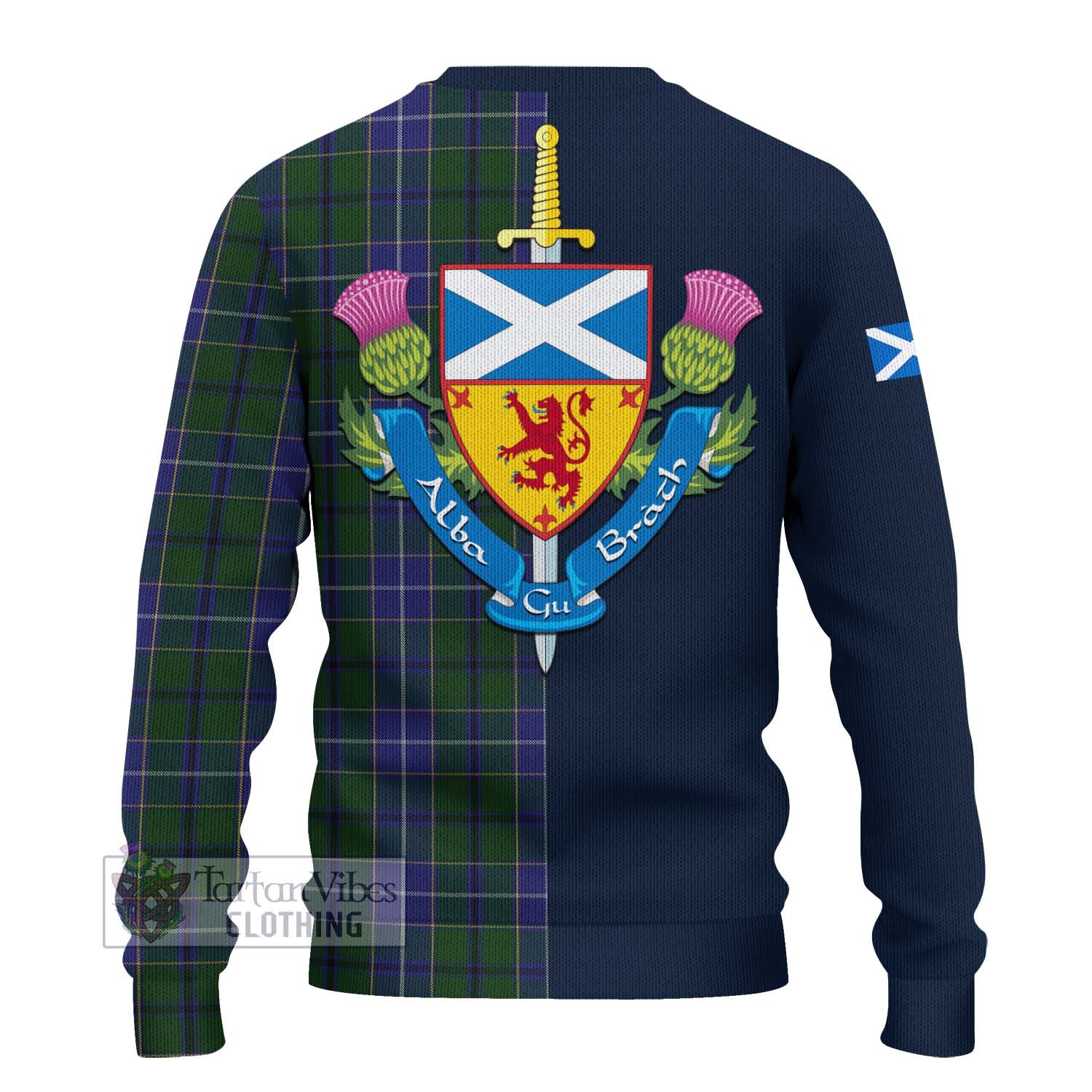 Tartan Vibes Clothing Wishart Hunting Tartan Knitted Sweater with Scottish Lion Royal Arm Half Style