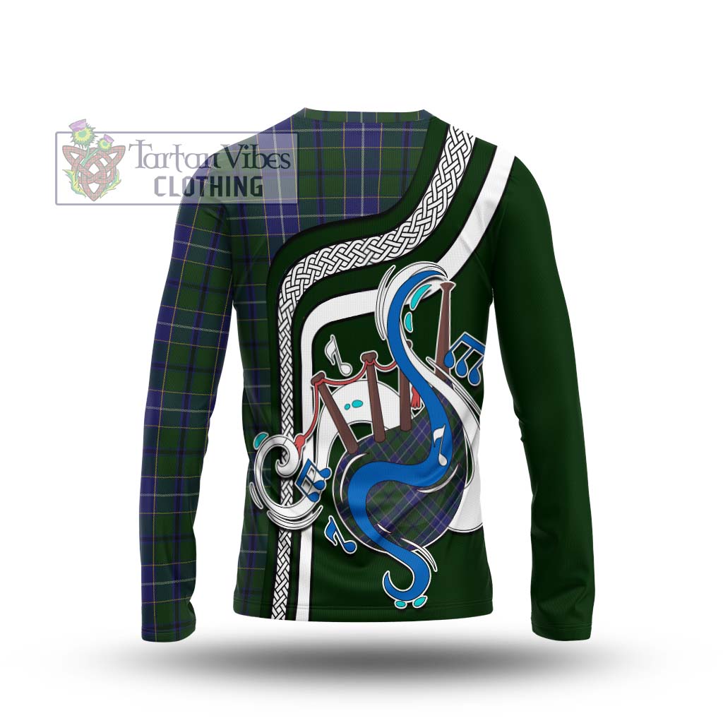 Tartan Vibes Clothing Wishart Hunting Tartan Long Sleeve T-Shirt with Epic Bagpipe Style