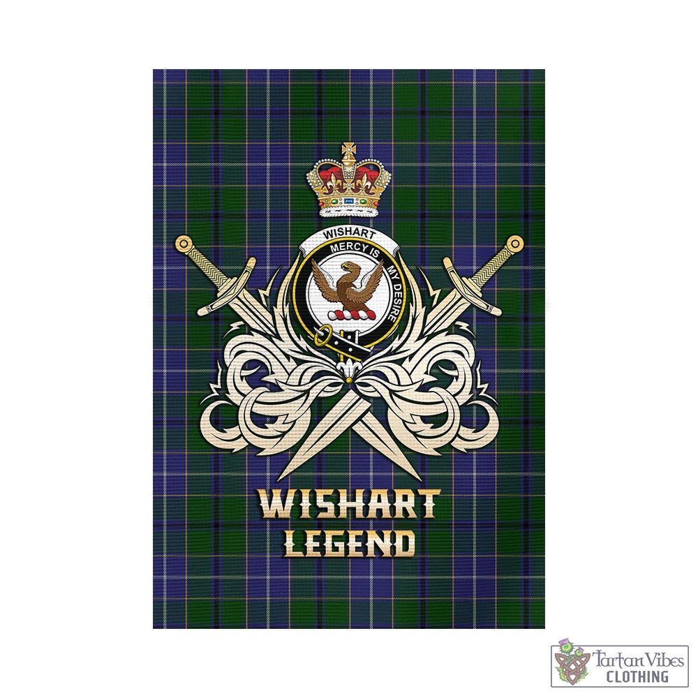 Tartan Vibes Clothing Wishart Hunting Tartan Flag with Clan Crest and the Golden Sword of Courageous Legacy