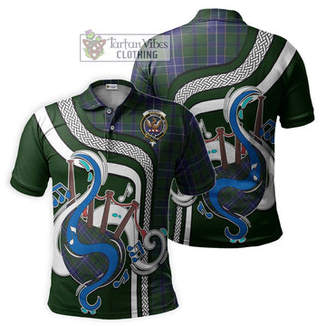 Wishart Hunting Tartan Polo Shirt with Epic Bagpipe Style