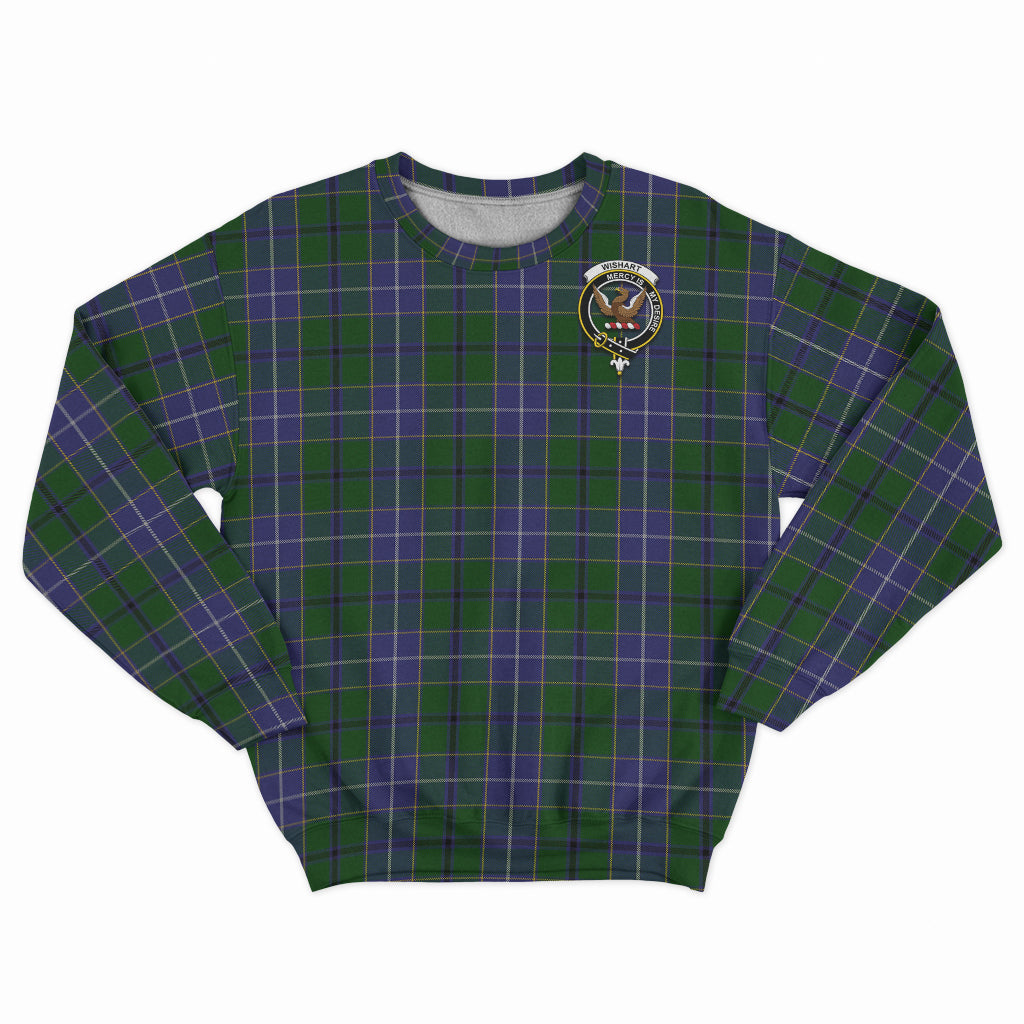 Wishart Hunting Tartan Sweatshirt with Family Crest - Tartan Vibes Clothing