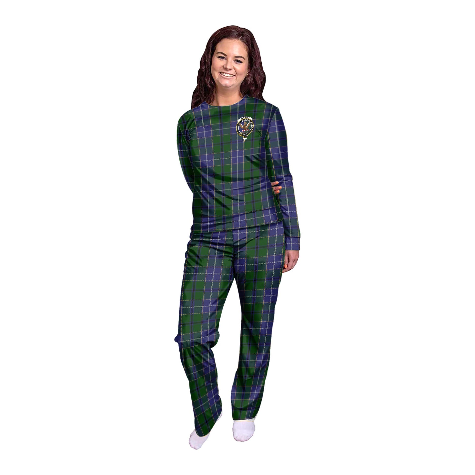 Wishart Hunting Tartan Pajamas Family Set with Family Crest - Tartanvibesclothing