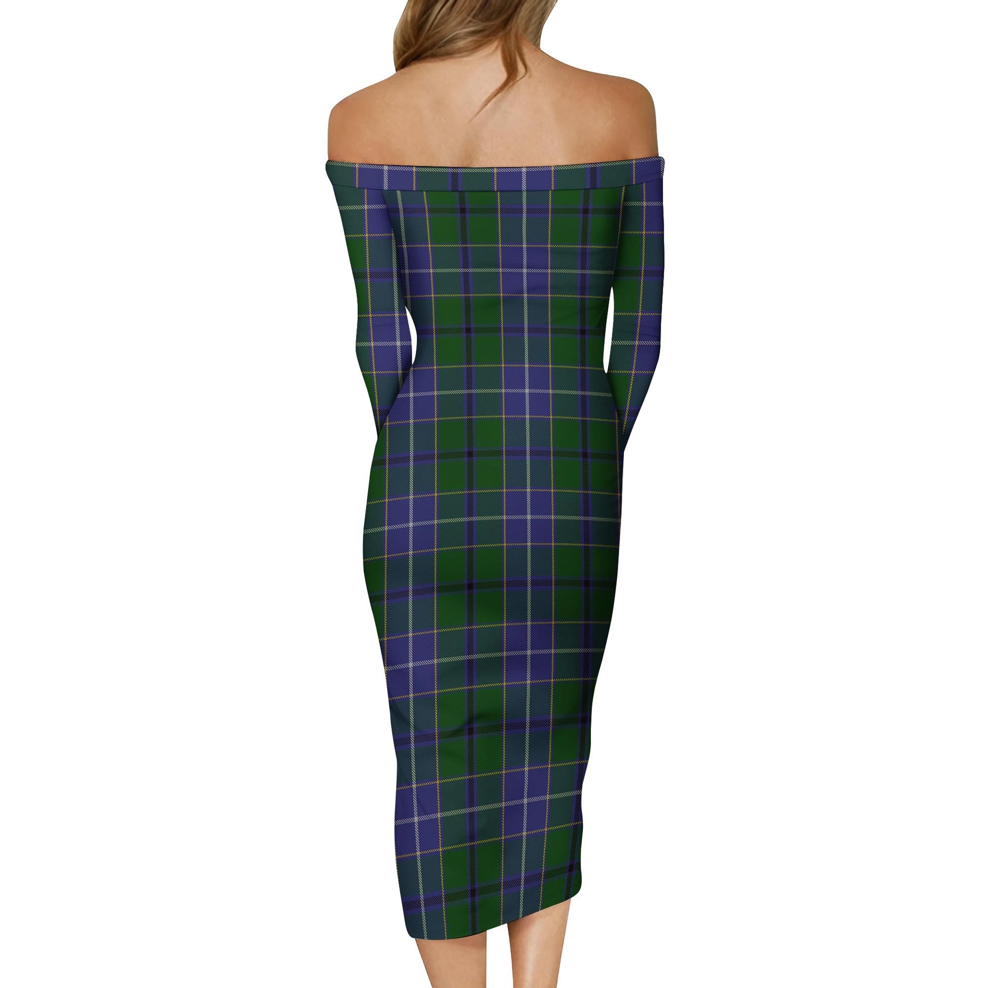 Wishart Hunting Tartan Off Shoulder Lady Dress - Tartanvibesclothing