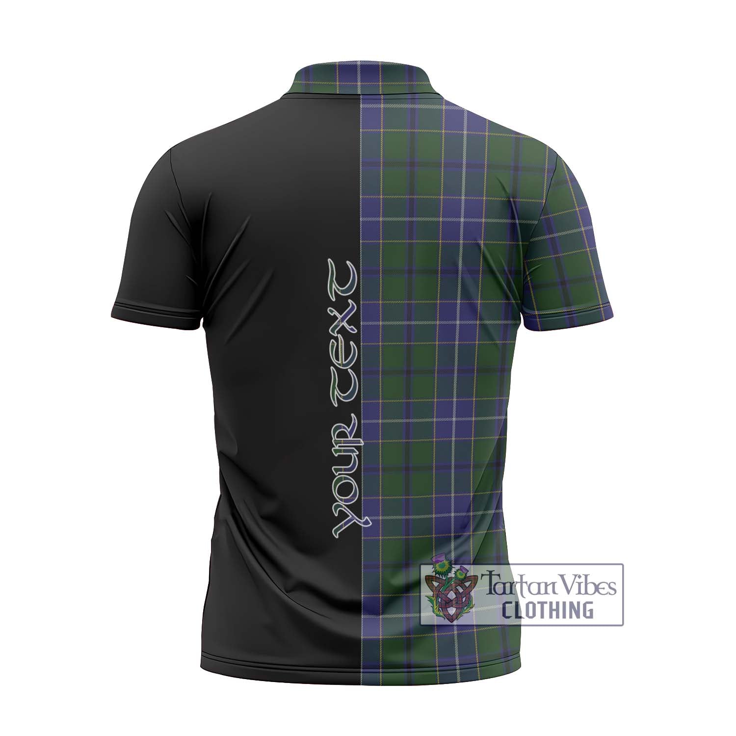 Tartan Vibes Clothing Wishart Hunting Tartan Zipper Polo Shirt with Family Crest and Half Of Me Style