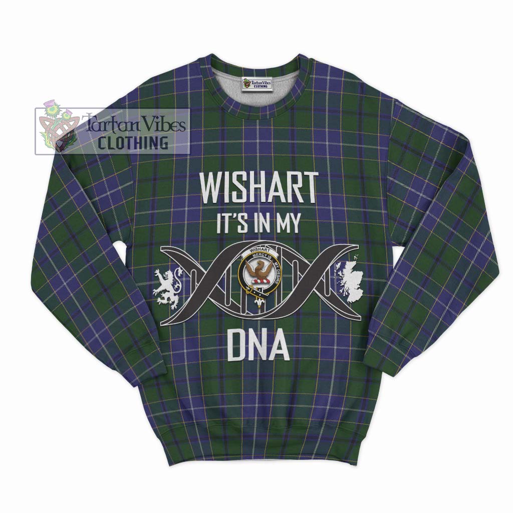 Tartan Vibes Clothing Wishart Hunting Tartan Sweatshirt with Family Crest DNA In Me Style