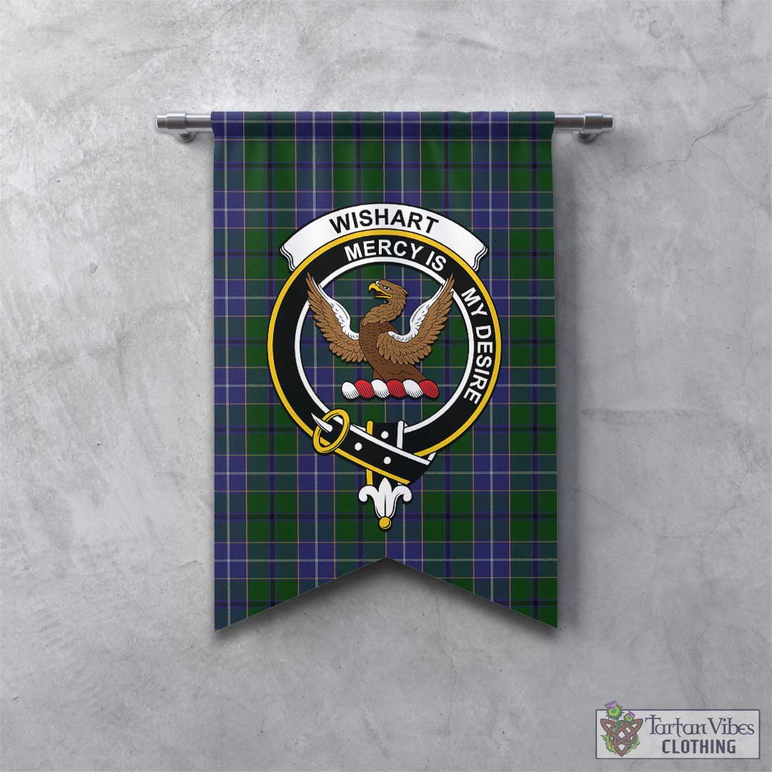 Tartan Vibes Clothing Wishart Hunting Tartan Gonfalon, Tartan Banner with Family Crest