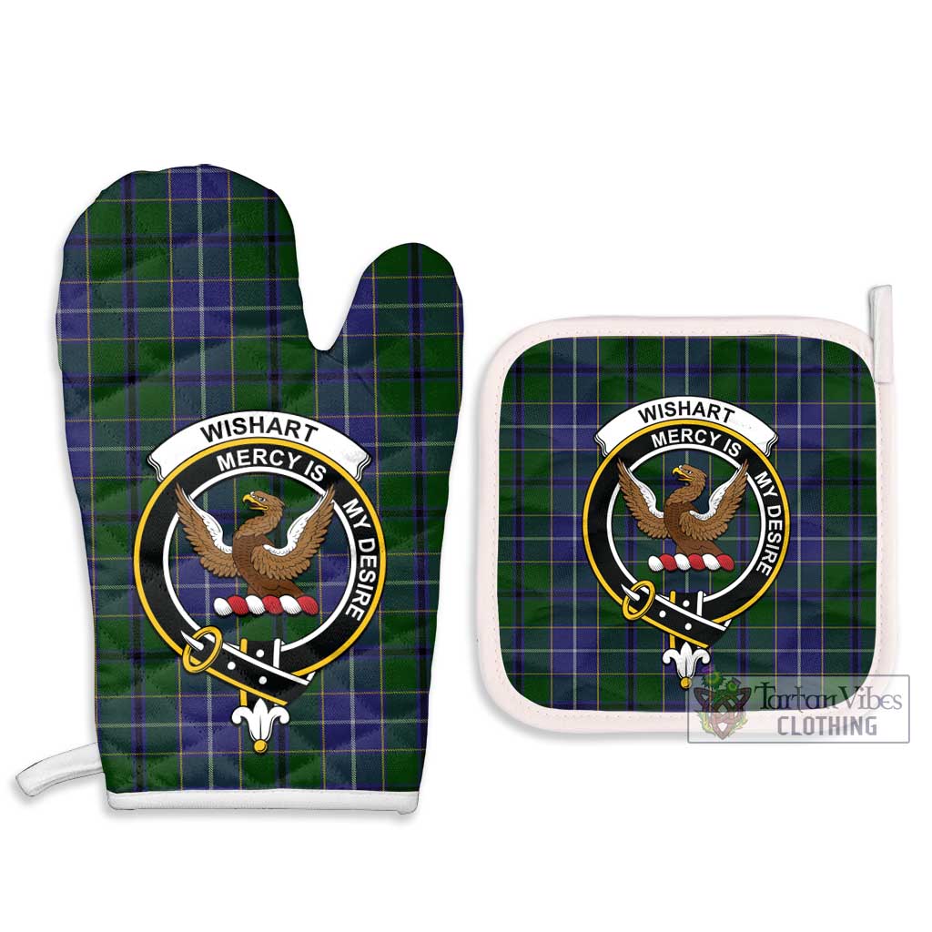 Tartan Vibes Clothing Wishart Hunting Tartan Combo Oven Mitt & Pot-Holder with Family Crest