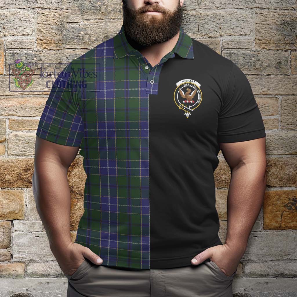 Tartan Vibes Clothing Wishart Hunting Tartan Polo Shirt with Family Crest and Half Of Me Style