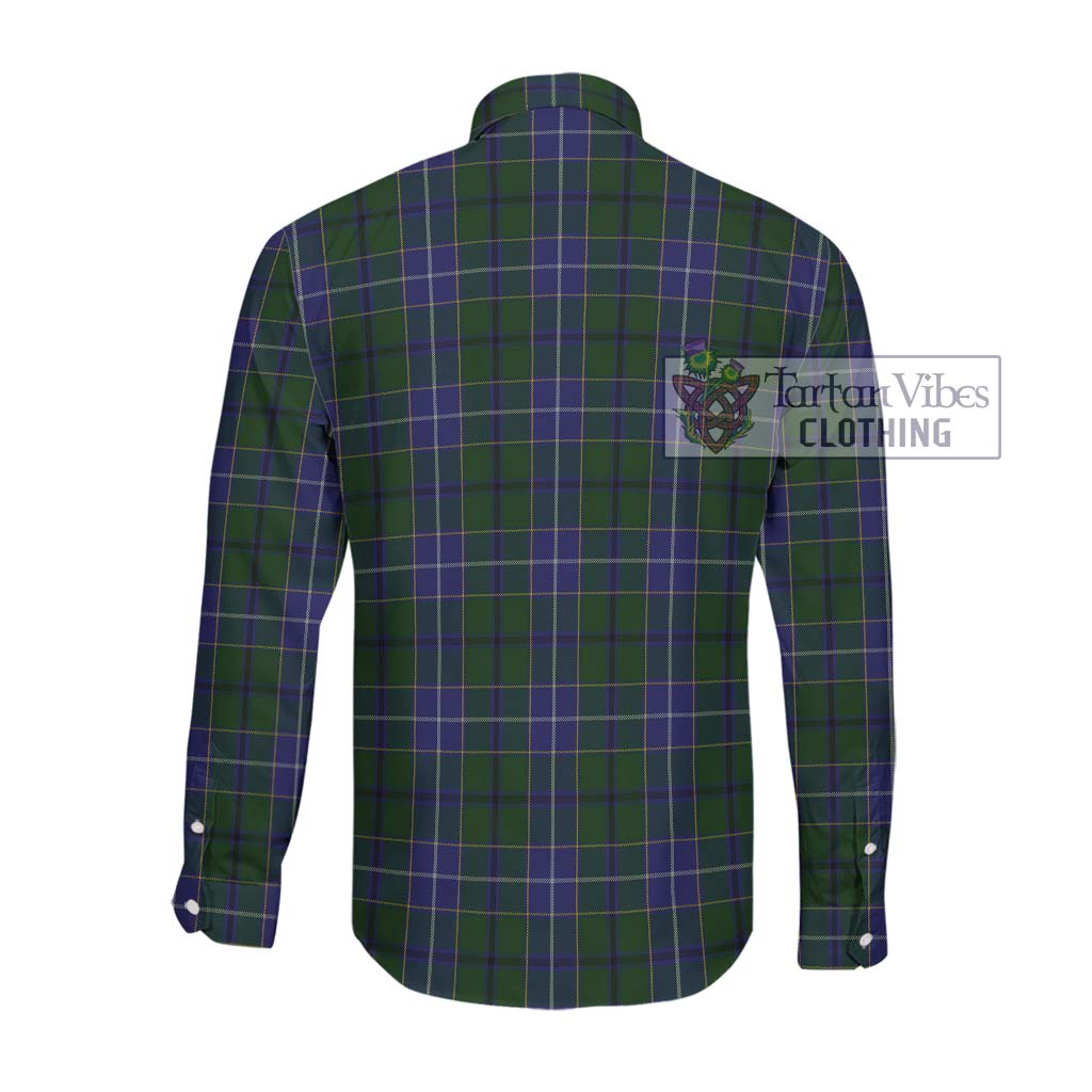 Tartan Vibes Clothing Wishart Hunting Tartan Long Sleeve Button Shirt with Family Crest DNA In Me Style