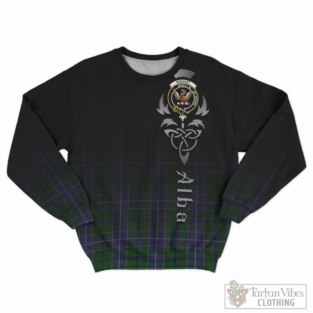 Tartan Vibes Clothing Wishart Hunting Tartan Sweatshirt Featuring Alba Gu Brath Family Crest Celtic Inspired