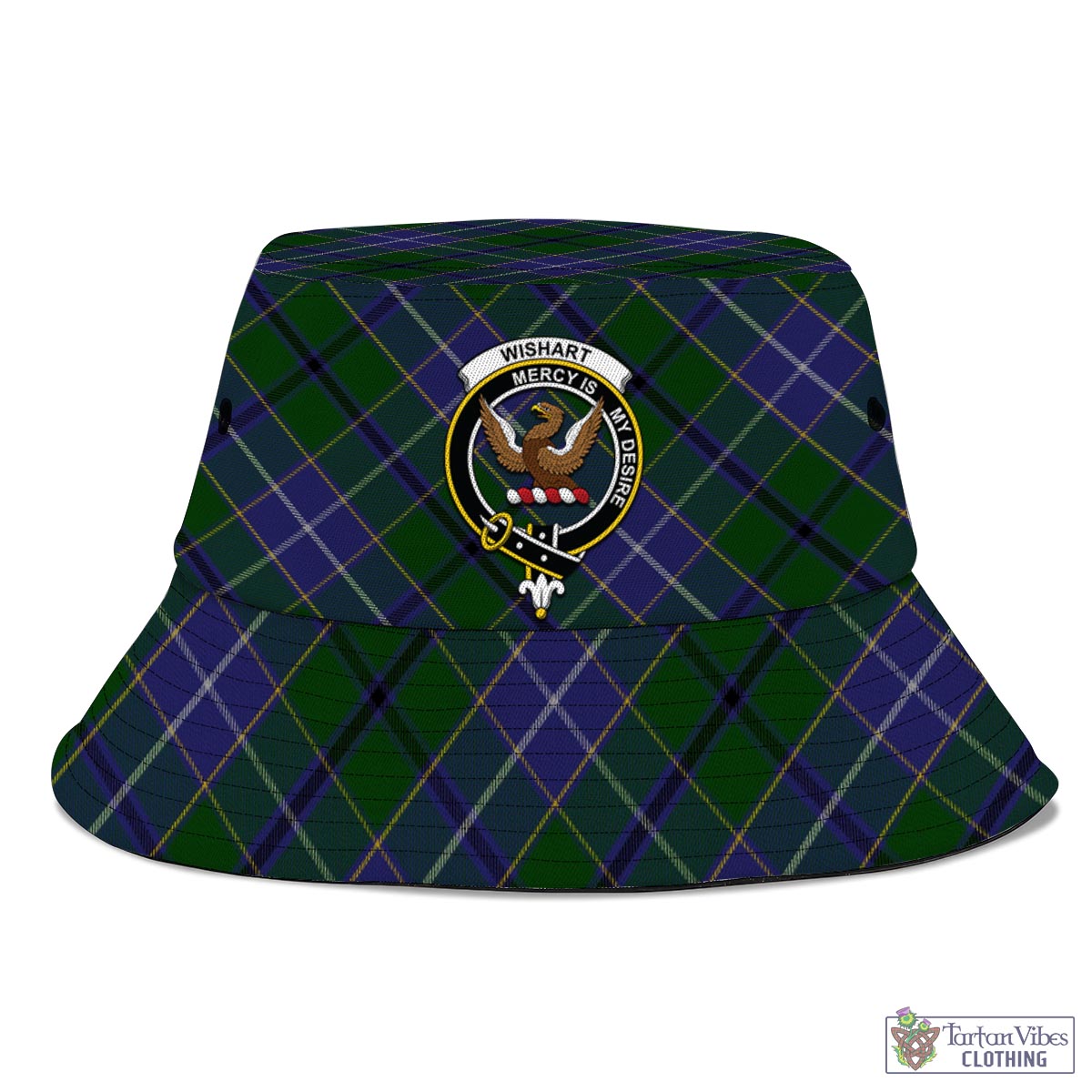 Tartan Vibes Clothing Wishart Hunting Tartan Bucket Hat with Family Crest