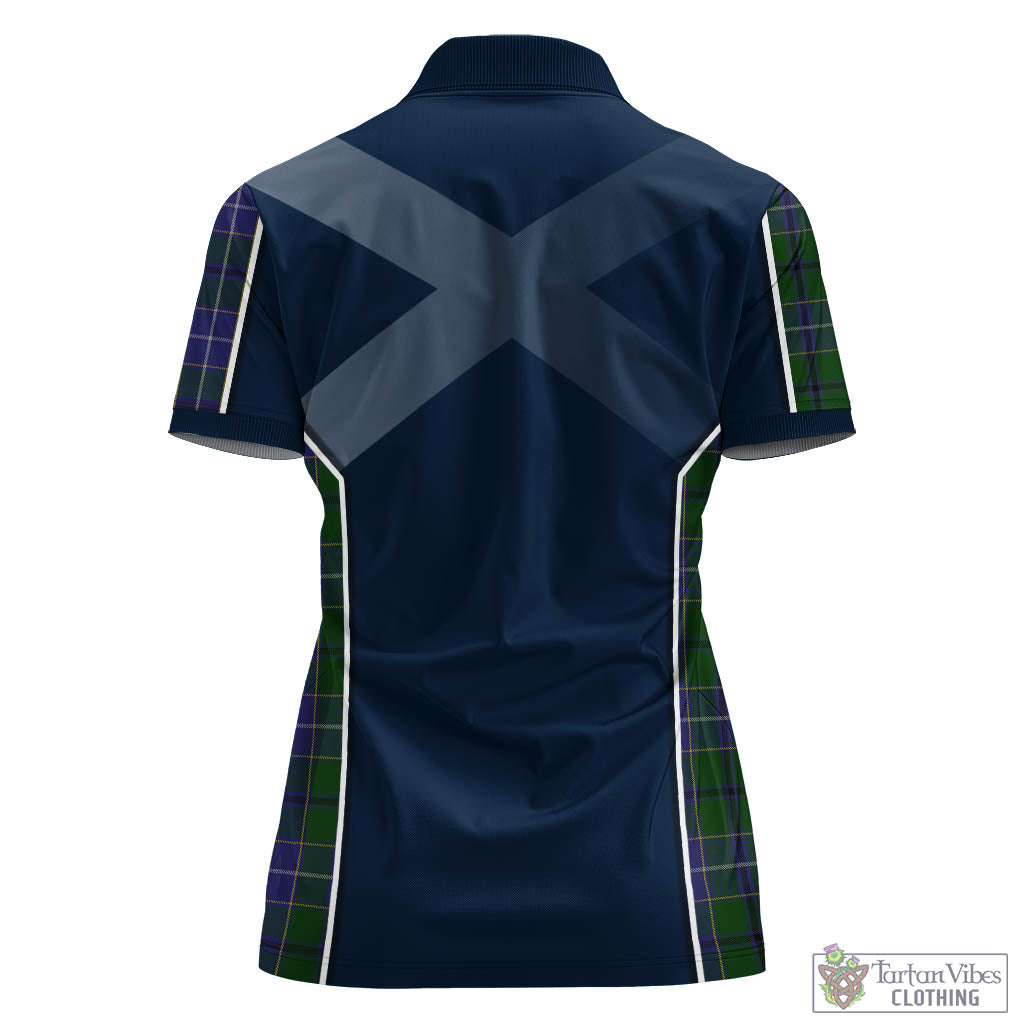 Tartan Vibes Clothing Wishart Hunting Tartan Women's Polo Shirt with Family Crest and Scottish Thistle Vibes Sport Style