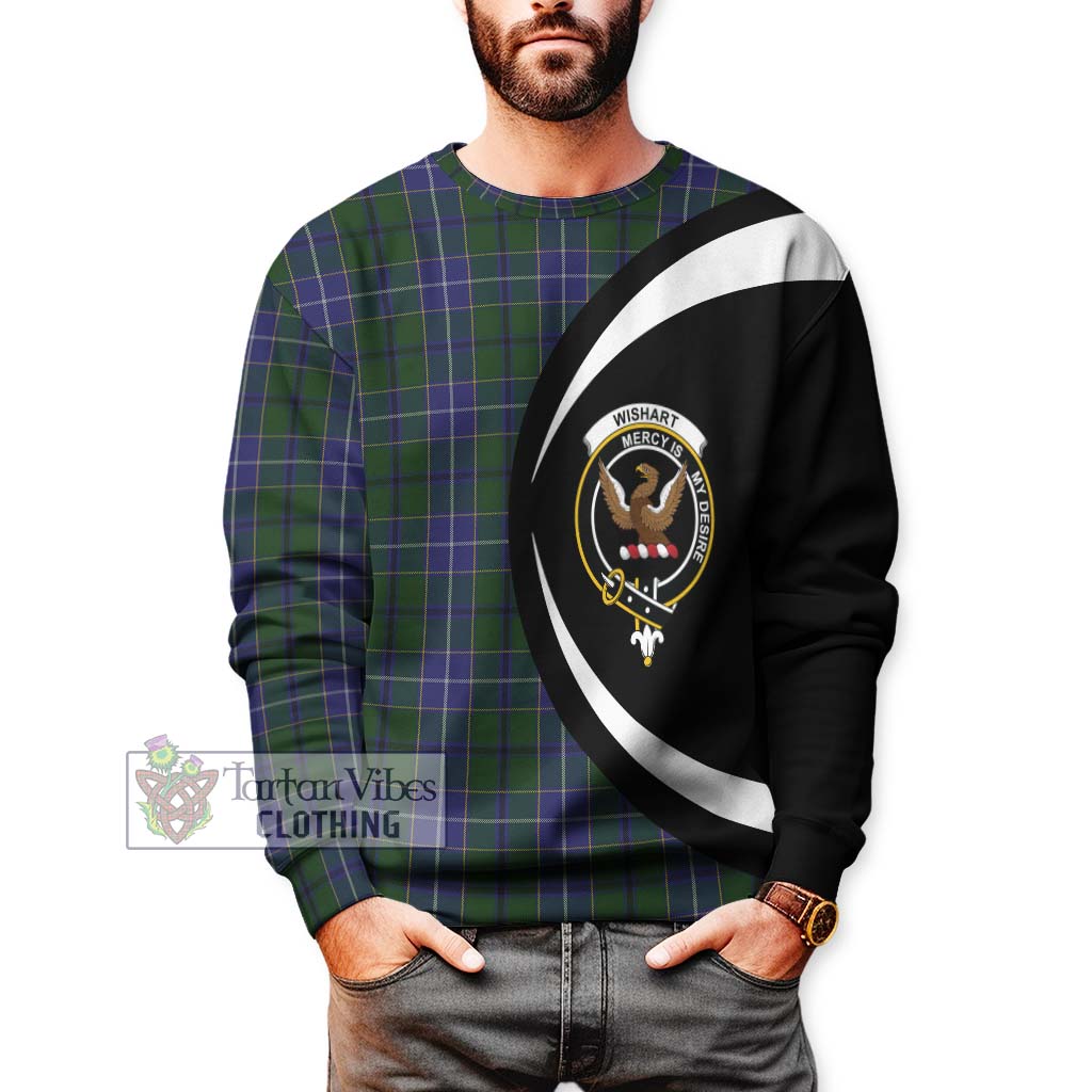 Wishart Hunting Tartan Sweatshirt with Family Crest Circle Style - Tartan Vibes Clothing