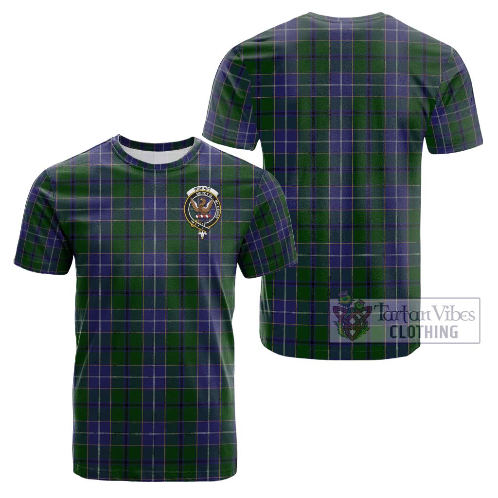 Tartan Vibes Clothing Wishart Hunting Tartan Cotton T-Shirt with Family Crest