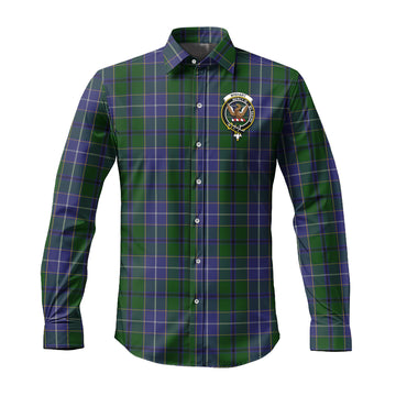 Wishart Hunting Tartan Long Sleeve Button Up Shirt with Family Crest