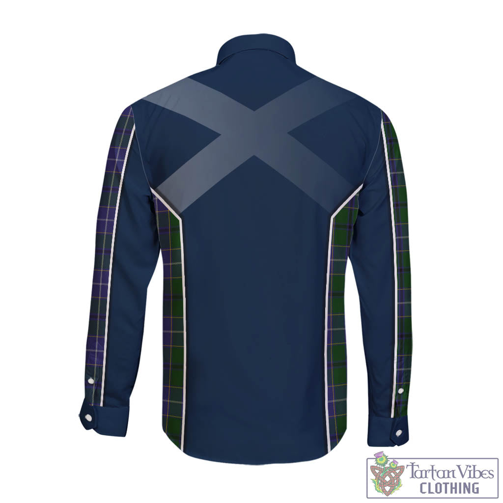 Tartan Vibes Clothing Wishart Hunting Tartan Long Sleeve Button Up Shirt with Family Crest and Scottish Thistle Vibes Sport Style