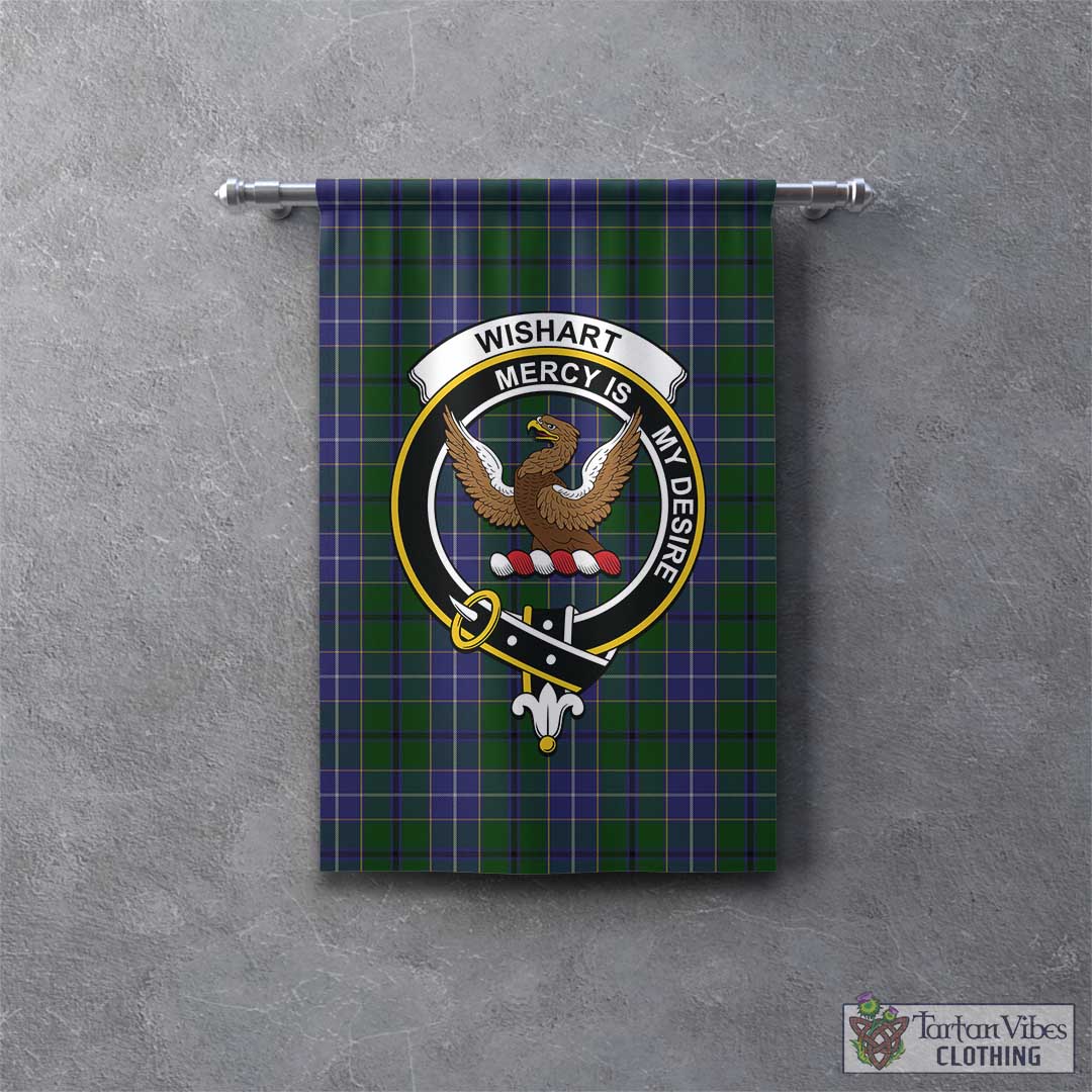 Tartan Vibes Clothing Wishart Hunting Tartan Gonfalon, Tartan Banner with Family Crest