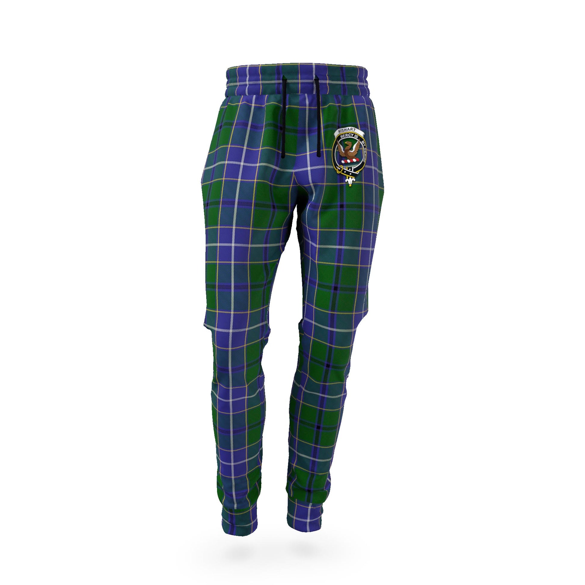 Wishart Hunting Tartan Joggers Pants with Family Crest - Tartan Vibes Clothing