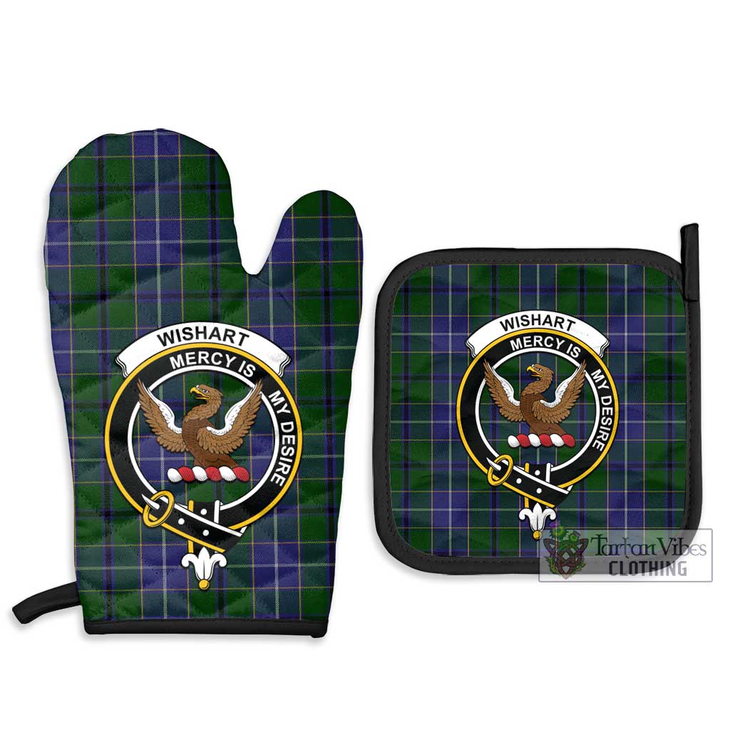 Tartan Vibes Clothing Wishart Hunting Tartan Combo Oven Mitt & Pot-Holder with Family Crest