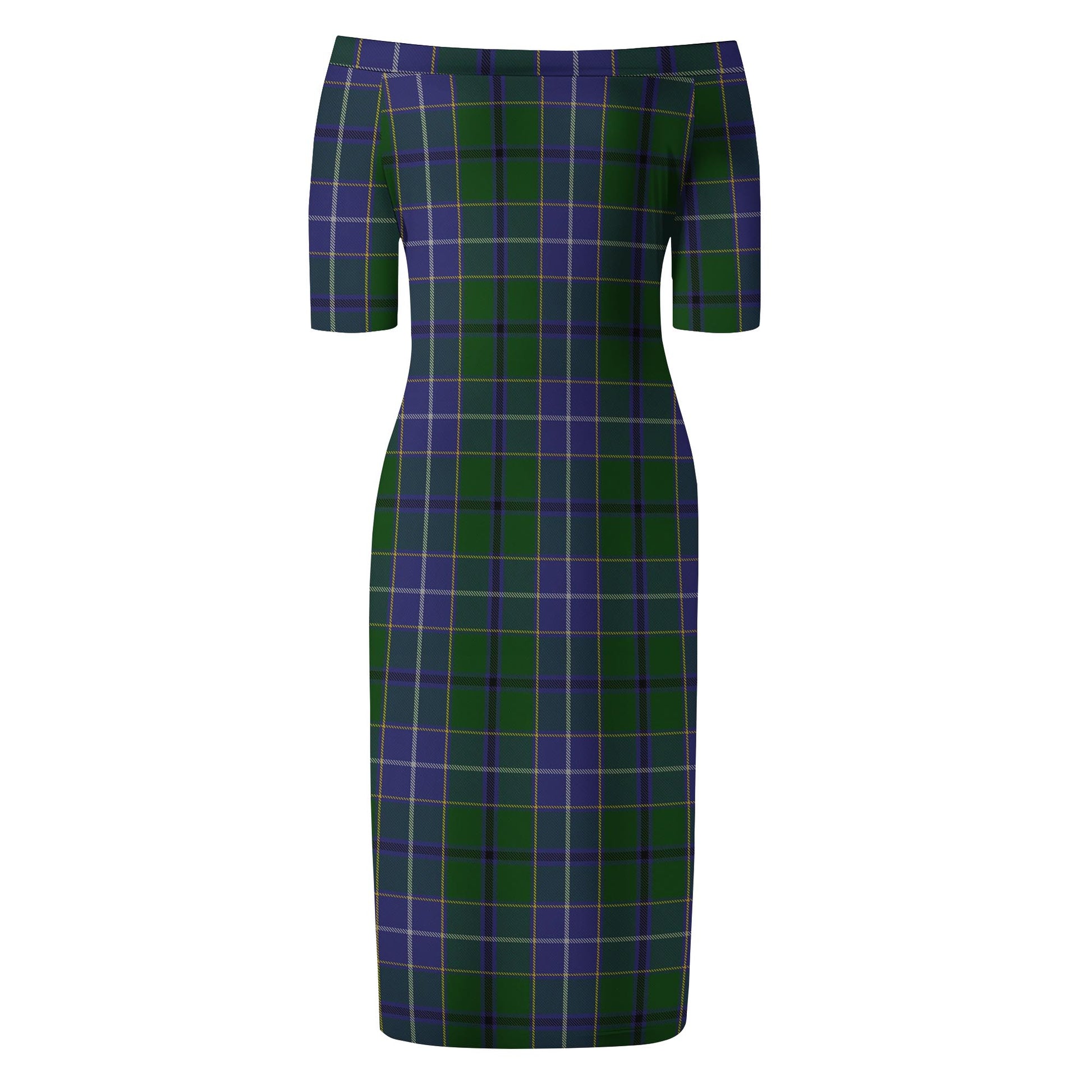 Wishart Hunting Tartan Off Shoulder Lady Dress - Tartanvibesclothing