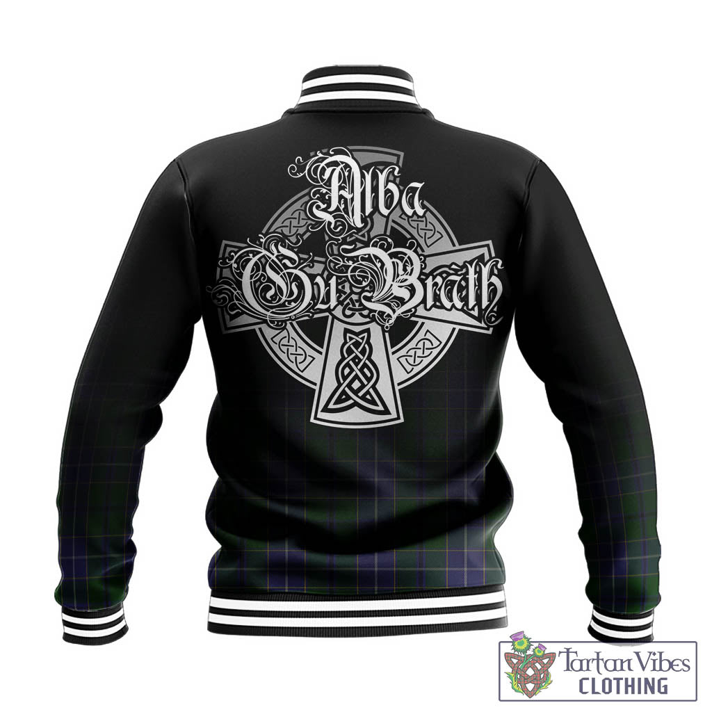 Tartan Vibes Clothing Wishart Hunting Tartan Baseball Jacket Featuring Alba Gu Brath Family Crest Celtic Inspired