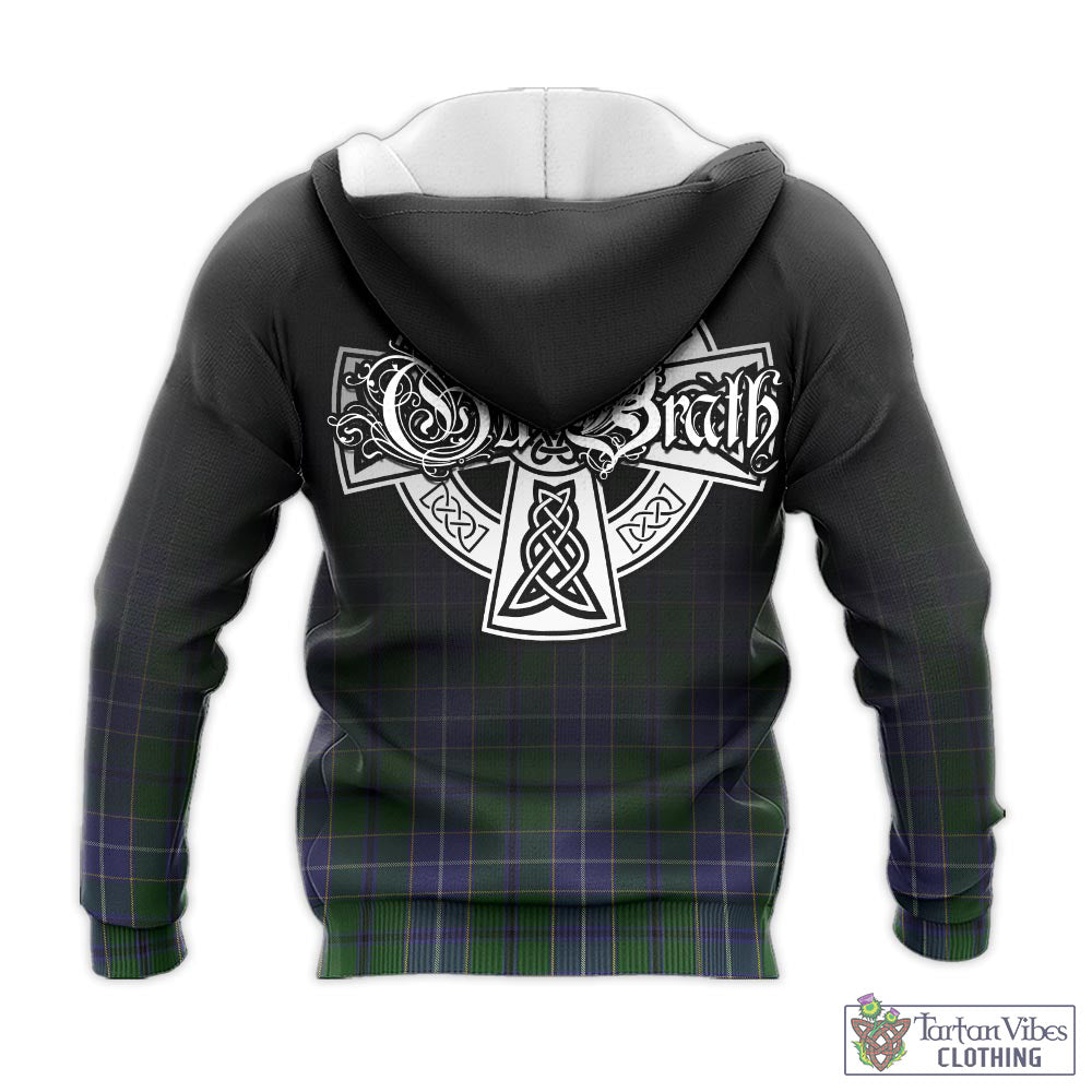 Tartan Vibes Clothing Wishart Hunting Tartan Knitted Hoodie Featuring Alba Gu Brath Family Crest Celtic Inspired