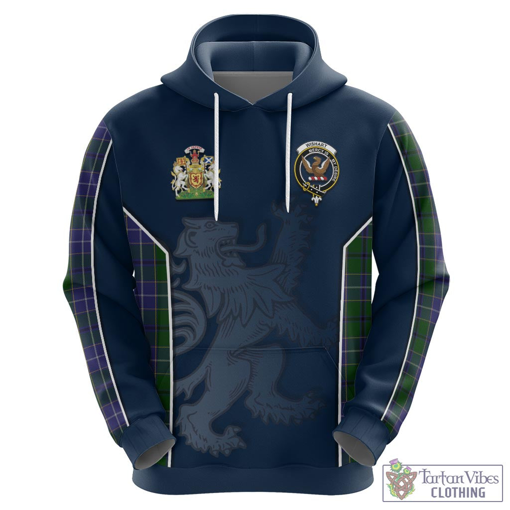 Tartan Vibes Clothing Wishart Hunting Tartan Hoodie with Family Crest and Lion Rampant Vibes Sport Style