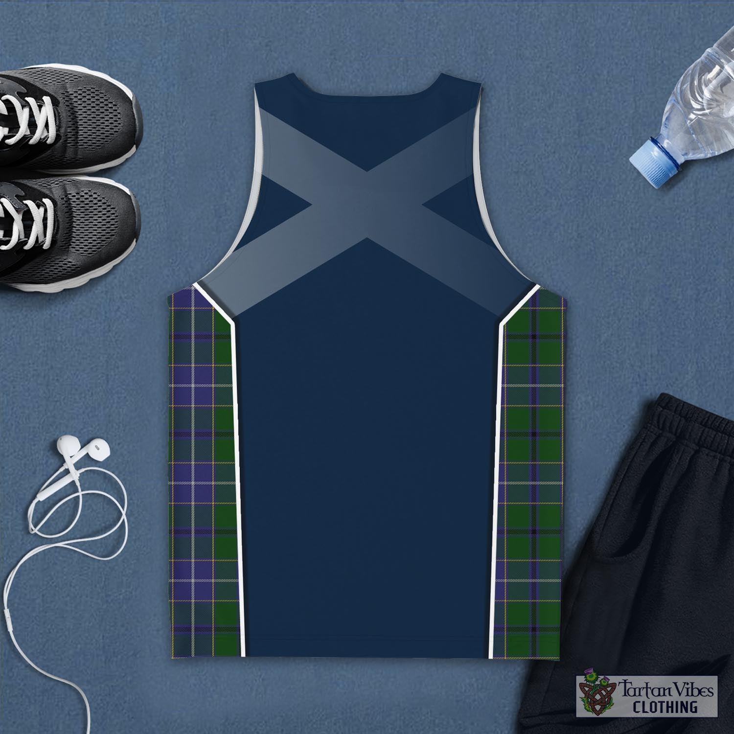 Tartan Vibes Clothing Wishart Hunting Tartan Men's Tanks Top with Family Crest and Scottish Thistle Vibes Sport Style