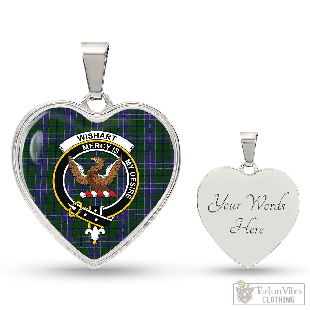 Tartan Vibes Clothing Wishart Hunting Tartan Heart Necklace with Family Crest