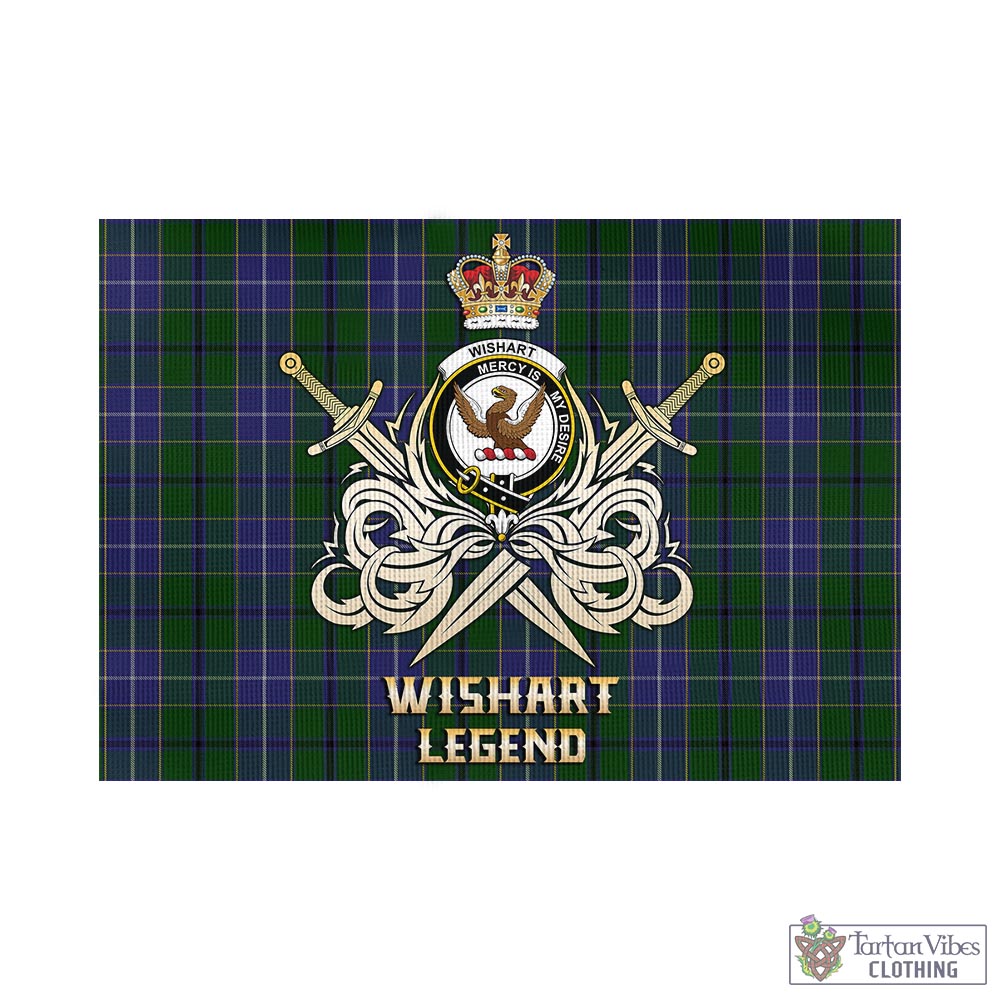 Tartan Vibes Clothing Wishart Hunting Tartan Flag with Clan Crest and the Golden Sword of Courageous Legacy