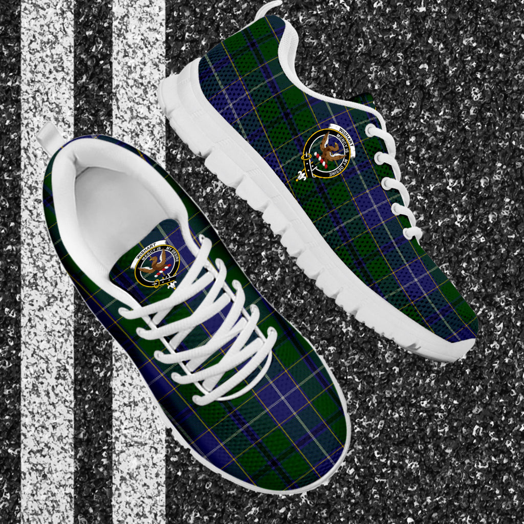 Wishart Hunting Tartan Sneakers with Family Crest - Tartan Vibes Clothing