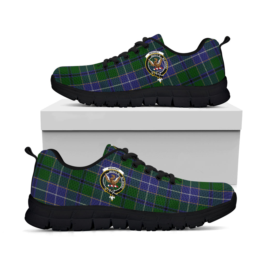 Wishart Hunting Tartan Sneakers with Family Crest - Tartan Vibes Clothing